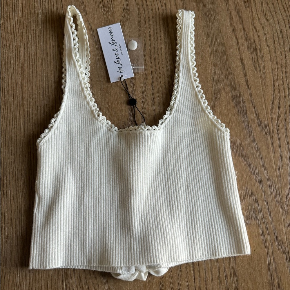 For Love & Lemons Pointelle Crop Tank Top - Picture 6 of 7